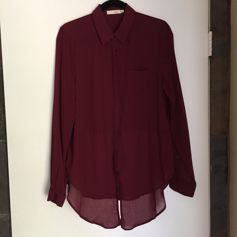 LUSH Maroon Sheer High-Low Top